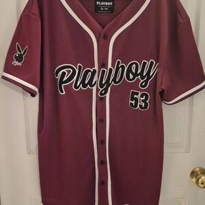 PLAYBOY Maroon Sports Jersey with Black and White Details
